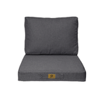 Ensemble de coussins pour fauteuil gris chiné en lin déhoussable, comprenant assise et dossier, pour canapé ou fauteuil.