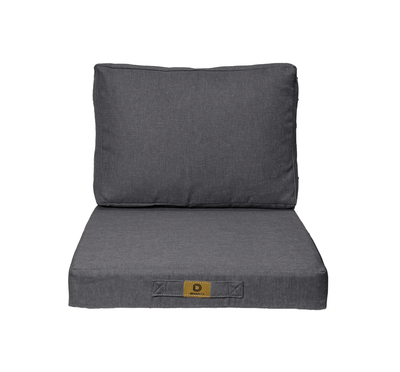 Ensemble de coussins pour fauteuil gris chiné en lin déhoussable, comprenant assise et dossier, pour canapé ou fauteuil.