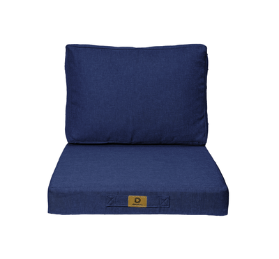 Coussins pour fauteuils et canapés Deco-arts.fr, ensemble bleu indigo effet lin, déhoussables, assise et dossier, 50x50 cm