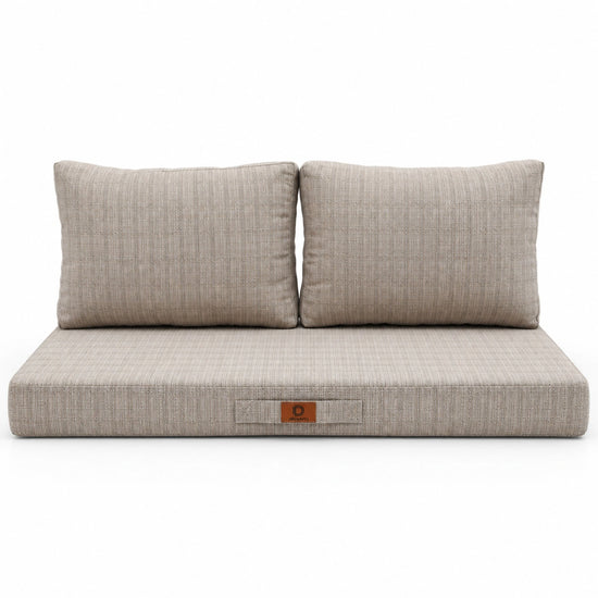 Set Cuscini Salotto da Giardino 120x60 Beige Melange Nero – vista frontale