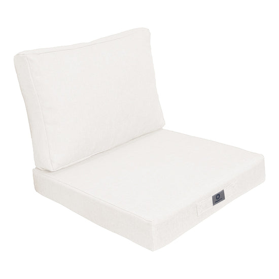 Ensemble de coussins pour fauteuils et canapés, blanc cassé effet lin, déhoussable, pour assise et dossier.