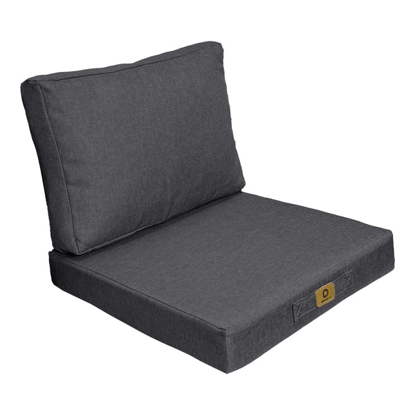 Ensemble de coussins gris chiné pour fauteuils, avec effet lin, déhoussables, comprenant assise et dossier, pour canapé ou fauteuil.