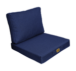Ensemble de coussins pour fauteuils et canapés, 50x50 cm, bleu indigo effet lin, déhoussables, pour assise et dossier.