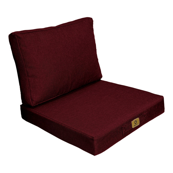 Ensemble de coussins pour fauteuils et canapés, 50x50 cm, prune, effet lin, déhoussables, pour assise et dossier.