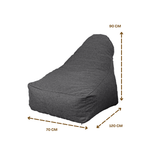 Pouf fauteuil XXL d'intérieur en tissu effet lin - 120x70x90 cm - Gris chiné - Deco-arts.fr