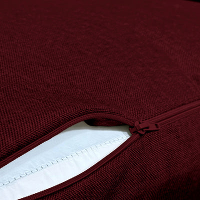 Ensemble de coussins prune 50x50 pour fauteuils et canapés, effet lin, déhoussables, comprenant assise et dossier.