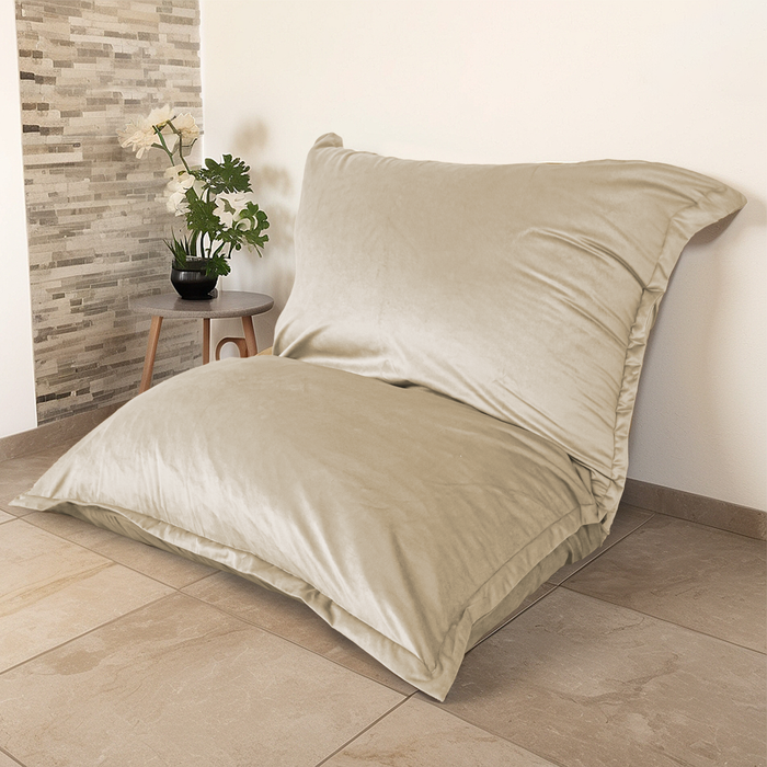 Pouf Gigante XXL 190x155 Crema - Velluto e Schiuma (Divano da Pavimento Prestige)