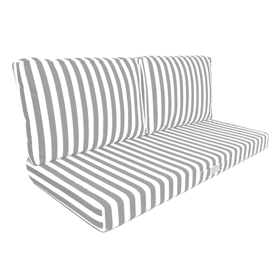 Ensemble de 3 coussins pour salon jardin, rayure gris clair, pour fauteuils et canapés, en tissu 270g, doté d&