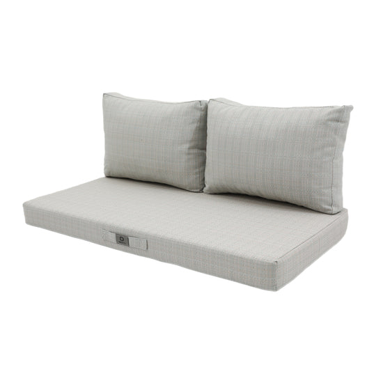 Coussins pour salon de jardin déhoussable 100x50cm Beige chiné turquoise - Deco-arts.fr