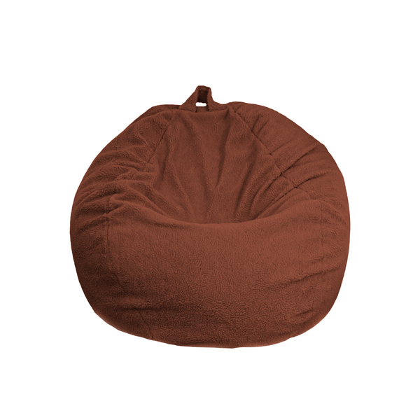 Pouf poire Géant XXL d'intérieur en tissu sherpa - 120x150 cm - Terracotta - Deco-arts.fr
