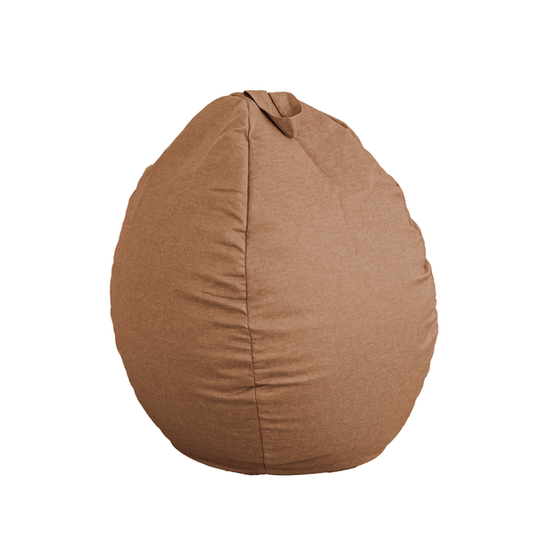 Pouf poire XL d'intérieur en tissu effet lin - 110x120 cm - Marron clair - Deco-arts.fr