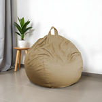 Pouf poire XL d'intérieur en tissu effet lin - 110x120 cm - Beige - Deco-arts.fr