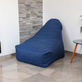 Poltrona Pouf XXL 120x90 Blu Indaco - Tissu Effetto Lino e Schiuma (Comfort Salotto)