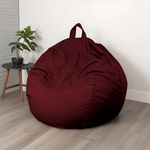 Pouf poire Géant XXL d'intérieur en tissu effet lin - 120x150 cm - Prune - Deco-arts.fr