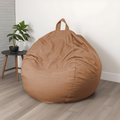 Pouf a Pera Gigante XXL 120x150 Marron Clair - Tissu Effetto Lino e Schiuma (Salotto Chic)