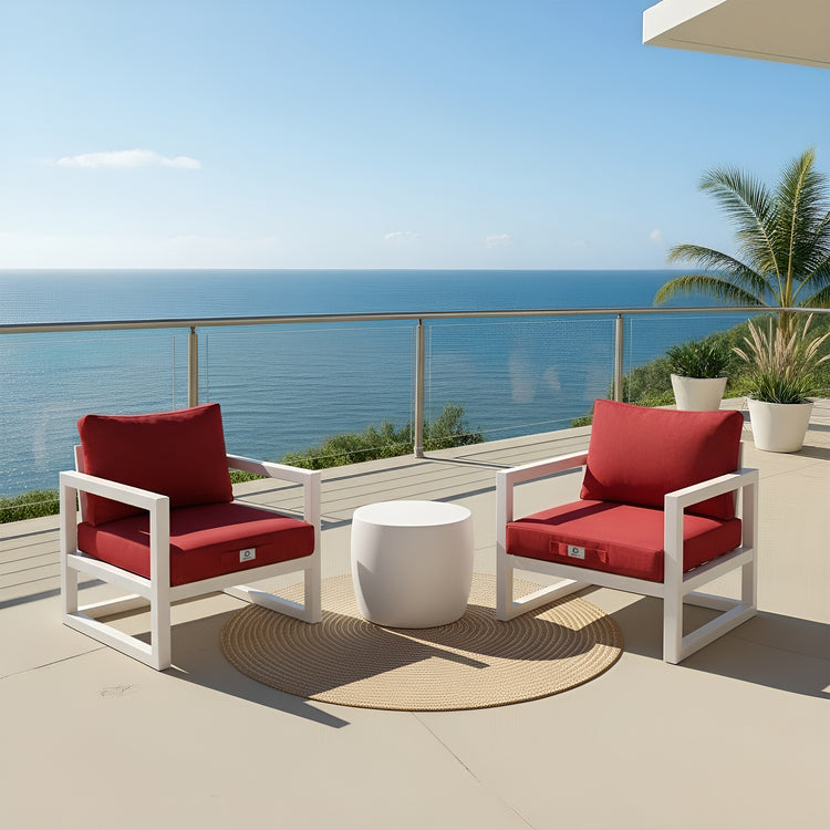 Coussins pour salon de jardin déhoussable 60x60cm Rouge bordeaux - Deco-arts.fr