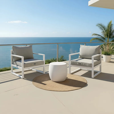Ensemble Coussins Salon Jardin 50x50 Beige Chiné Turquoise - vue principale