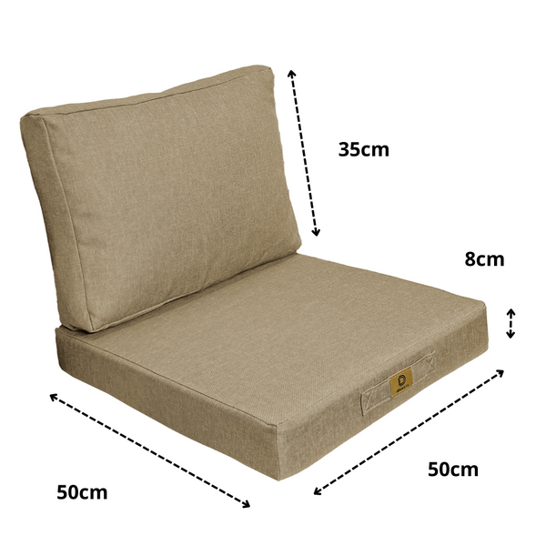 Coussin pour fauteuil en lin beige 50x50 cm, déhoussable, ensemble d'assise et de dossier, déco élégante pour canapé ou fauteuil