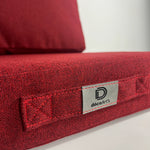 Ensemble Coussins Salon Jardin 120x60 Rouge Bordeaux - vue latérale