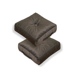 Deux poufs en velours gris foncé de 40x40 cm, épais de 14 cm, pour intérieur, coussins de sol modernes.