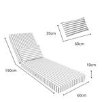 Matelas transat bain de soleil gris clair, 190x60 cm, épais 10 cm avec têtière déhoussable, marque Deco-arts.fr