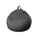 Pouf poire XL d'intérieur en tissu effet lin - 110x120 cm - Gris chiné - Deco-arts.fr