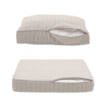 Détail tissu coussin beige chiné noir