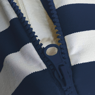 Ensemble de 3 coussins de salon jardin rayés bleu marine pour fauteuils et canapés, 120x60 cm, en tissu 270g, Deco-arts.fr