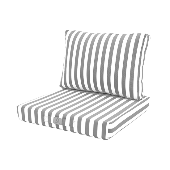 Coussins pour fauteuils et canapés de salon jardin, ensemble rayé gris clair, 50x50 cm, en tissu 270g, décoration extérieure élégante