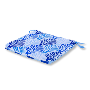 Set di 4 Cuscini per Sedia 35x35 Motivo Fogliame Blu - Comfort & Déco (Avec Attaches)