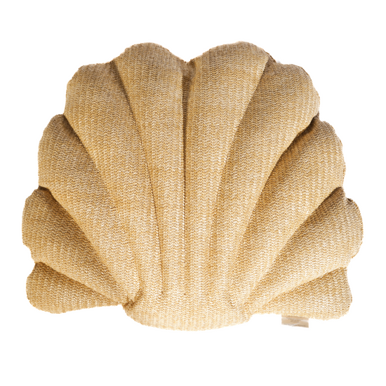 Coussin effet raphia - Forme coquillage - 45x45cm - Deco-arts.fr