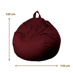 Pouf poire XL d'intérieur en tissu effet lin - 110x120 cm - Prune - Deco-arts.fr