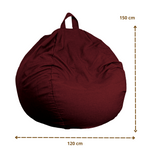 Pouf poire Géant XXL d'intérieur en tissu effet lin - 120x150 cm - Prune - Deco-arts.fr
