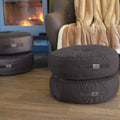 Set di 2 Pouf Rotondi in Velluto XL Ø60 Grigio Scuro - (Gran Comfort e Maniglia)