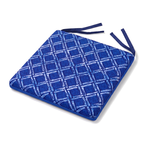 Cuscino per sedia quadrato 35x35 Motivo Nautico Blu con lacci