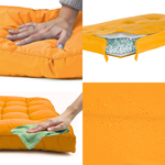 Matelas bain de soleil jaune miel Decoartss, épais 12cm, imperméable, pour chaise longue ou mobilier extérieur.