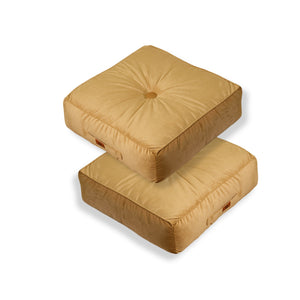 Set di 2 Pouf in Velluto XL 54x54 Beige - Spesso 18cm (Gran Comfort)
