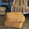 Set di 2 Pouf in Velluto XL 54x54 Beige - Spesso 18cm (Gran Comfort)