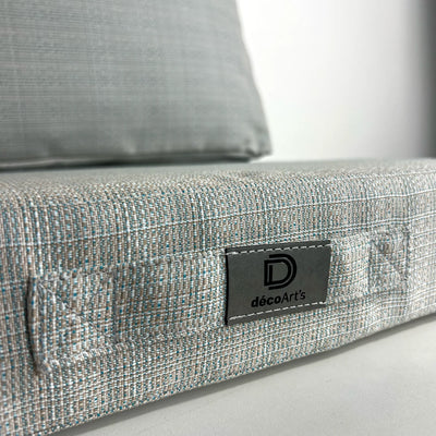 Ensemble Coussins Salon Jardin 120x60 Beige Chiné Turquoise - vue latérale