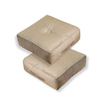 Pouf en velours 50 x 50 x 14 cm lot de 2 - gris clair - Deco-arts.fr