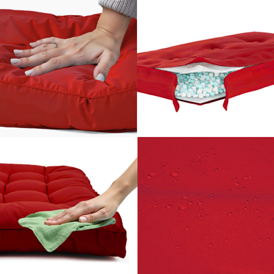 Coussins pour fauteuils et canapés Deco-arts.fr, ensemble Palette 120x80 cm rouge piment, imperméables et épais 15 cm
