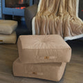 Set di 2 Pouf in Velluto XL 54x54 Grigio Chiaro - Spesso 18cm (Gran Comfort)