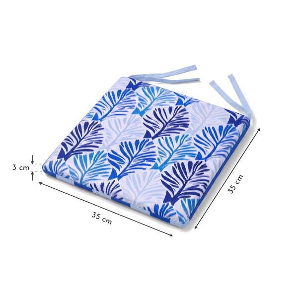 Cuscino per sedia 35x35 Motivo Fogliame Blu – dimensioni 35 x 35 x 3 cm