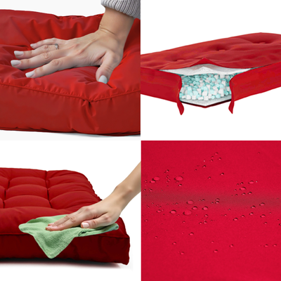 Rouge capitonné banquette ensemble de coussins épais 15cm pour fauteuils et canapés, incluant 1 assise et 2 dossiers.