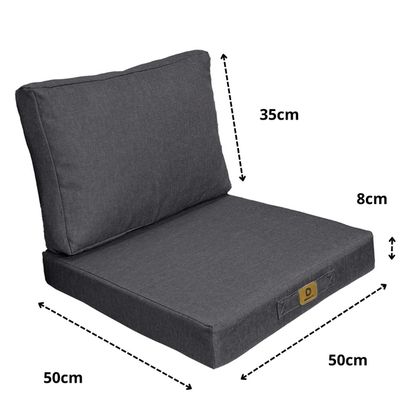 Ensemble de coussins gris chiné pour fauteuils et canapés, déhoussable, effet lin, comprenant assise et dossier.