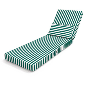 Materassino Sdraio Premium 190x60 Riga Verdee - Spesso 10cm & Poggiatesta (Sfoderabile)