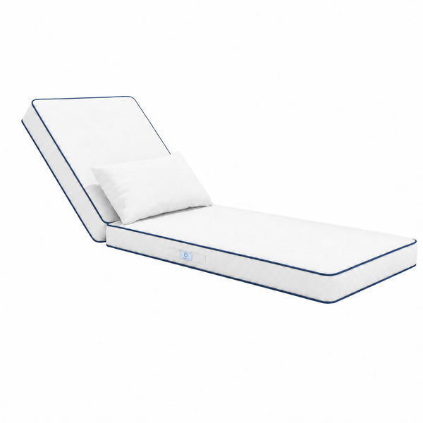 Materassino Premium Lettino 190x60 Bianco - Spessore 10cm & Poggiatesta (Sfoderabile)