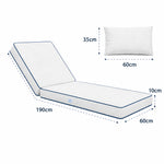 Materassino Premium Lettino 190x60 Bianco - Spessore 10cm & Poggiatesta (Sfoderabile)