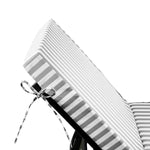 Transat ensoleil gris clair avec rayures, épais 10cm, têtière déhoussable, pour bains de soleil, marque Deco-arts.fr