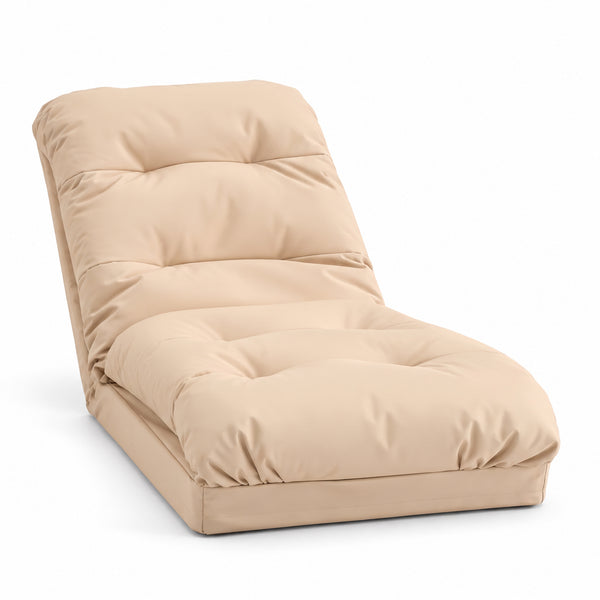 Poltrona da Pavimento Trasformabile Beige - 3 in 1 (Letto 210x60) & Schienale Regolabile